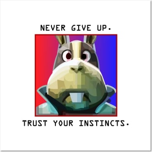 Peppy Hare Never Give Up (Black Text) Posters and Art